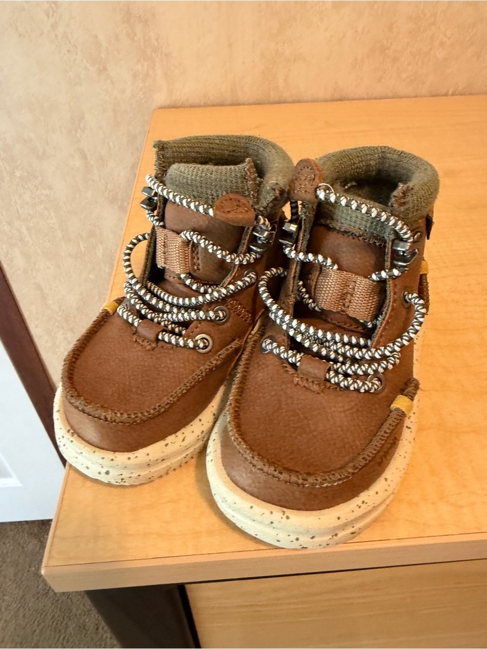 Hey Dude Brown Toddler Boots with White Speckled Soles